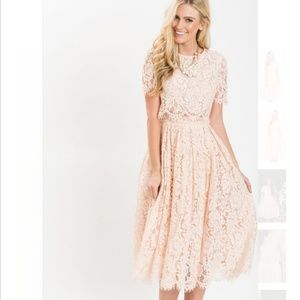 Morning Lavender Blush Lace Fleur Midi Dress